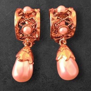 Satellite Paris Vintage Gold Plated Pearl Drop Earrings